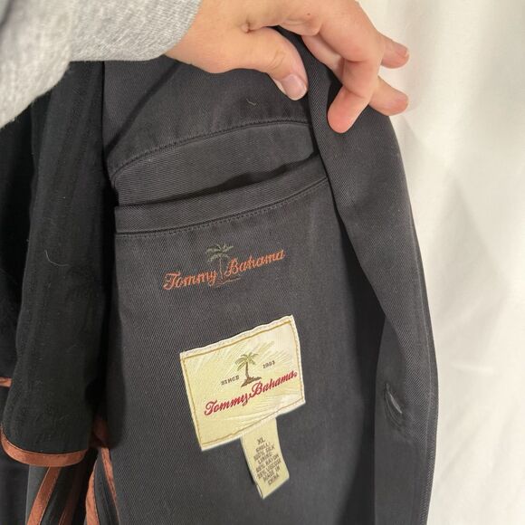Tommy Bahama Silk Jacket Men's XL Black Button Front Long Sleeve Inner Pocket - Picture 9 of 16